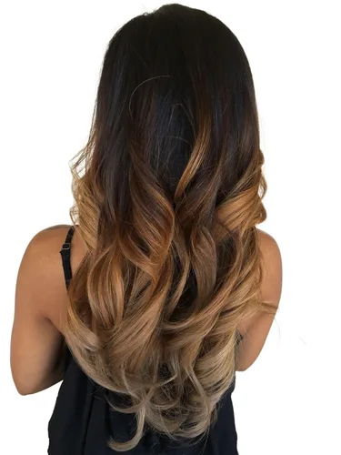 Miniatura 16 de Tressmatch 16 pulgadas (18 pulgadas) Remy extensiones de cabello humano clip en ombre apagado Negro/Medio/Castaña café Full Head Volumen Set 9