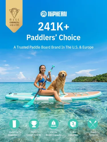 Miniatura 2 de Niphean Tabla de remo inflable con accesorios de SUP, cubierta de EVA antideslizante, tablas de remo inflables de 10 pies 6 pulgadas para adultos