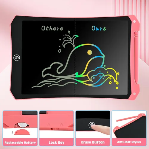 Miniatura 5 de Tableta de escritura LCD, paquete de 2 juguetes para niños pequeños, almohadilla de dibujo de 10 pulgadas, artículos esenciales de viaje para niños