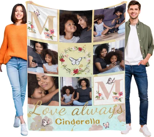 Miniatura 21 de Artsadd Manta personalizada con foto, mantas personalizadas para papá y abuelo, regalos del Día del Padre, manta conmemorativa para la familia