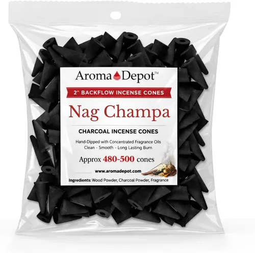 Miniatura 8 de Conos de incienso de carbón de reflujo Nag Champa de 2 pulgadas (10 conos)