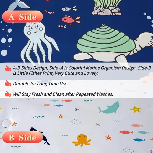 Miniatura 9 de RYNGHIPY Juego de ropa de cama para cama individual para niños, reversible, con estampado de animales marinos, juego de edredón para niños y niñas