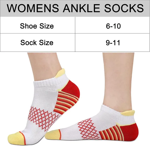 Miniatura 4 de eallco Calcetines de tobillo para mujer, calcetines deportivos acolchados con lengüeta, 6 pares