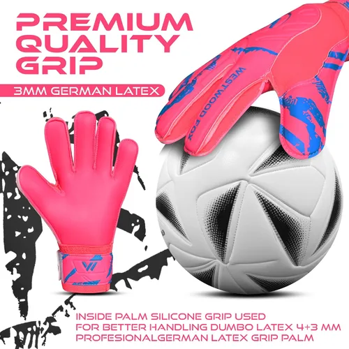 Miniatura 6 de WESTWOOD FOX Guantes de portero Guantes de portero de fútbol con protección para los dedos para niños, jóvenes, adultos, agarre pesado en la palma
