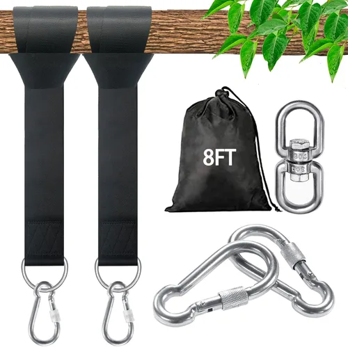 Miniatura 9 de Kit de correas colgantes para columpio de árbol - 3 pies/8 pies/15 pies/20 pies/30 pies, fuerte y duradero - Capacidad de hasta 5000 libras
