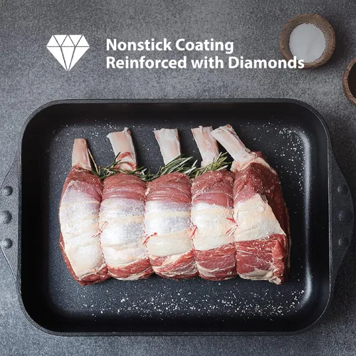 Miniatura 4 de Swiss Diamond Sartén con tapa, cuenta con asas dobles, sartén antiadherente con revestimiento de diamante con tapa, apta para horno y lavavajillas