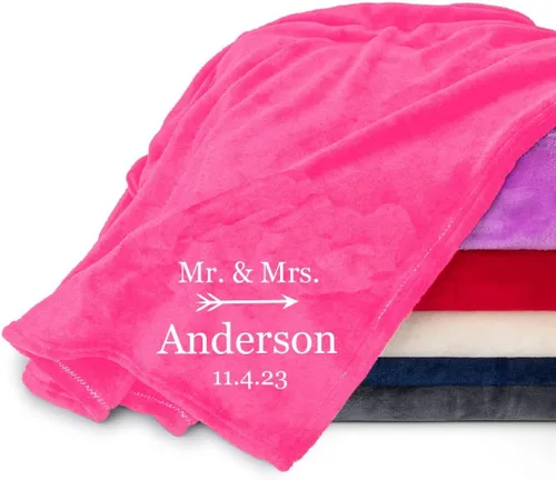 Miniatura 7 de Manta personalizada para parejas con nombre y fecha de aniversario, súper suave y acogedora, manta personalizada de Mr. y Mrs. para parejas, regalos