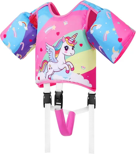 MoKo Chaleco de natación para niños pequeños, chaqueta de natación de dibujos animados para niños que pesan de 22 a 66 libras, flotadores para niños