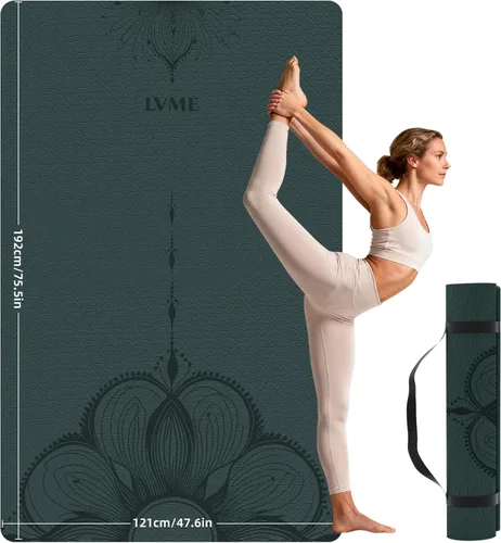 Miniatura 9 de Esterilla de yoga grande (75.5 x 47.6 x 0.4 pulgadas), extra ancha y gruesa de 0.394 in, alfombrilla de ejercicio antideslizante, tapete de TPE