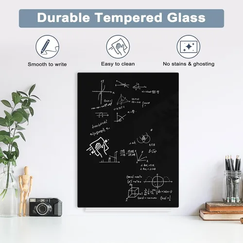 Miniatura 2 de Pizarra blanca magnética de vidrio para pared, pizarra de borrado en seco de vidrio de 16 x 12 pulgadas, pizarra blanca grande sin marco