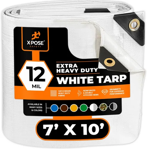 Miniatura 191 de Lona protectora Xpose Safety multiusos, de poliéster blanco, resistente, resistente al agua, resistente a la intemperie, resistente a rasguños