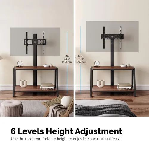 Miniatura 3 de FITUEYES Soporte de TV de madera con soporte para televisores de 32 a 55 pulgadas, centro de entretenimiento de 2 niveles con almacenamiento