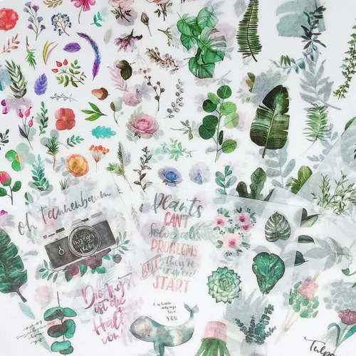 Miniatura 7 de allydrew Washi - Juego de calcomanías para álbumes de recortes, manualidades para papelería, diario, fabricación de tarjetas, (18 hojas), flores