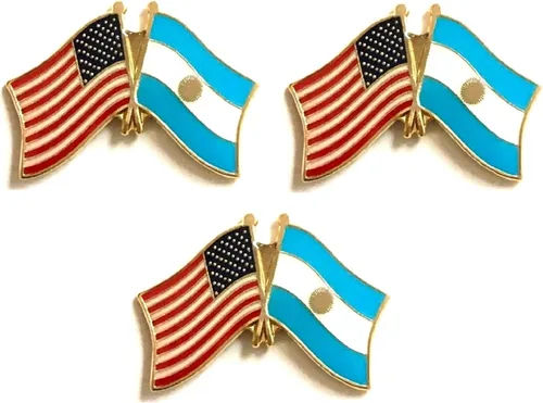 Miniatura 27 de 3 Pines de solapa con banderas de Estados Unidos y países internacionales, paquete de 3 pines dobles con diseño de banderas de Estados Unidos