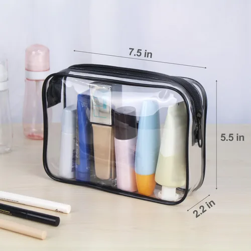 Miniatura 2 de Wedama Bolsas de cosméticos aprobadas por la TSA para hombres y mujeres, paquete de 2 con cremallera, accesorios de viaje de aeropuerto, bolsas