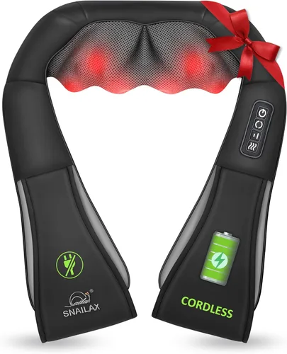 Miniatura 9 de Snailax Masajeador de cuello con calor, masajeador Shiatsu para aliviar el dolor de tejido profundo, almohada masajeador de hombros para espalda