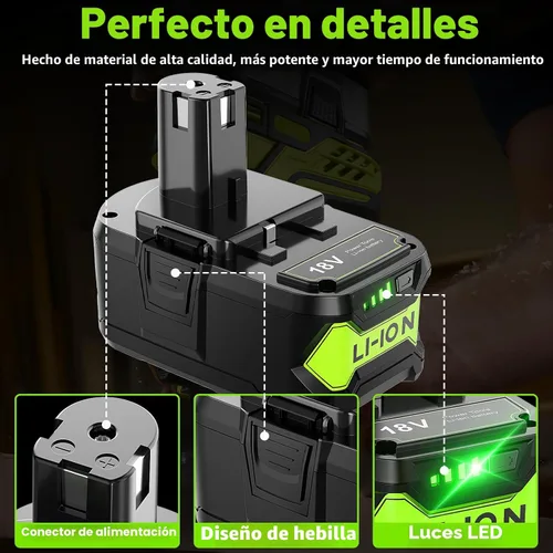 Miniatura 6 de Paquete de 2 baterías P108 de 18 V compatibles con Ryobi 18V ONE+ batería de repuesto P102 P103 P104 P105 P107 P109 P122 PBP002 PBP003 PBP004 PBP005