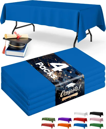 Miniatura 41 de Niuara Mantel de bandera estadounidense, paquete de 4 manteles patrióticos desechables de 54 x 108 pulgadas para mesas de 6 pies, decoraciones del 4