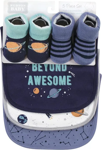 Miniatura 61 de Hudson Baby Conjunto de babero y calcetines unisex de algodón para bebé