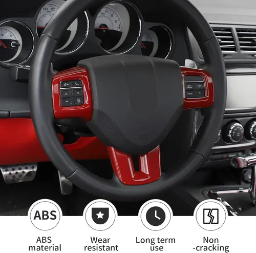 Miniatura 2 de Linskip Moldura para volante compatible con Dodge Challenger/Charger/Durango/Dart 2009-2014 y Journey 2013-2022, funda para volante para accesorios