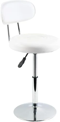 Miniatura 8 de FURWOO Silla giratoria de piel sintética negra Mini taburete de peluquería con respaldo para manicura, tatuaje y uso de oficina