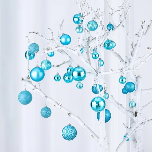 Miniatura 8 de LANGXUN 36 piezas de esferas de decoración de árbol de Navidad azul ácido, bolas de Navidad, decoración de Navidad 2025, adornos de Navidad
