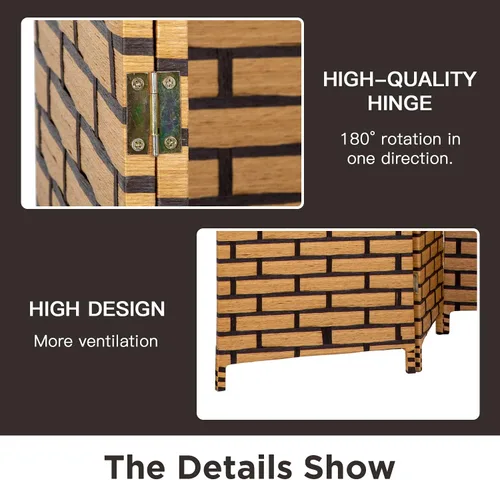 Miniatura 4 de Divisor de habitación Pantalla de madera de 4 paneles de malla de madera, diseño tejido de malla de madera, divisor de pantalla de habitación