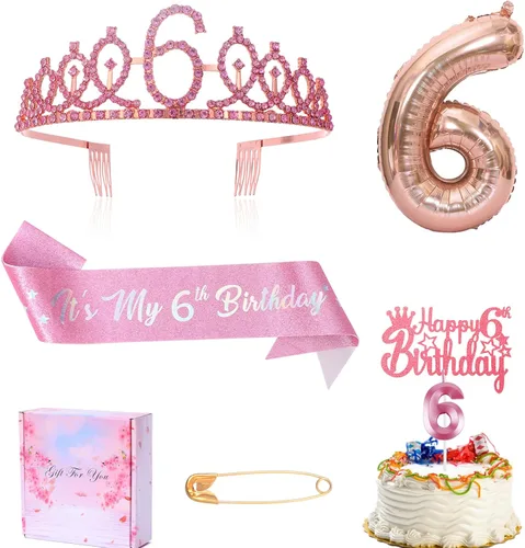 Miniatura 13 de Banda y tiara de cumpleaños número 7 con vela y corona de strass, mi 7º cumpleaños, topper de pastel de feliz cumpleaños, 7 globos de papel