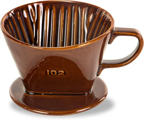Miniatura 12 de Pour Over Ceramic - Cafetera de cerámica con 3 agujeros de fondo plano, cono de filtro lento de porcelana para viajes, campamento, oficina, hogar