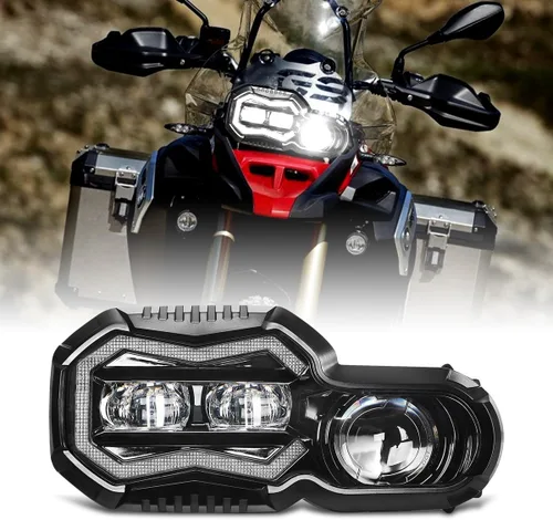 M MIBAHE Faro LED de luz alta/baja con conjunto de faros LED DRL compatible con BMW F800GS F800GS Adventure F700GS F650GS
