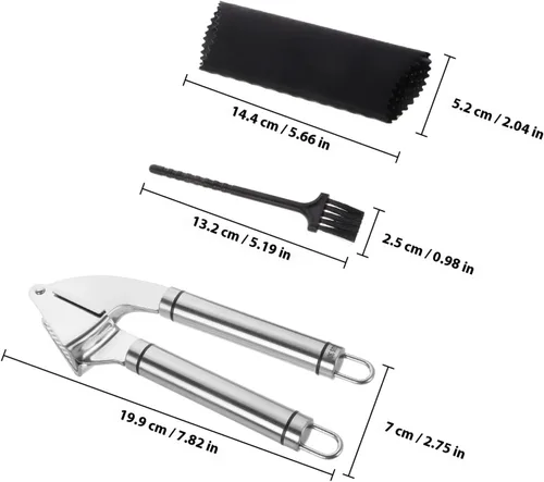 Miniatura 2 de BESPORTBLE Stainless Steel Garlic Press with Peeler Ergonomic Manual Garlic Crusher and Mincer Tool for Easy Crushing and Ginger Mashing Portable