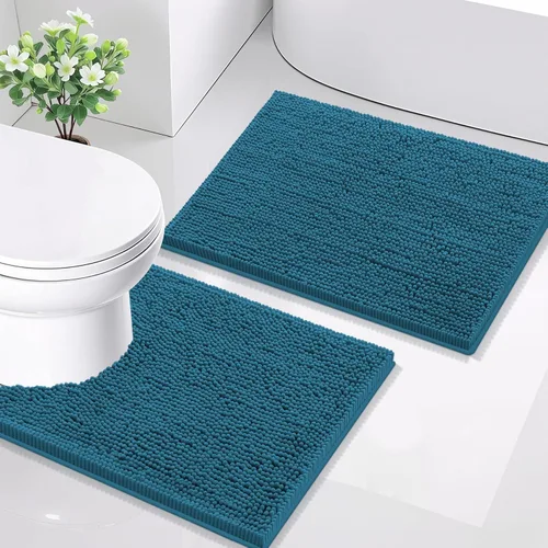 Miniatura 98 de Smiry Juego de 2 alfombras de baño, felpilla suave y absorbente, lavable a máquina, antideslizantes, para bañera, ducha y suelo