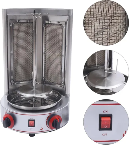 Miniatura 4 de Shawarma Machine 1600W 110V Máquina eléctrica de asador vertical Doner de gas Kebab Máquina de asador vertical con 2 quemadores (Stock de EE. UU.)