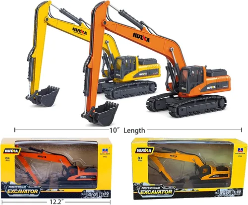 Miniatura 8 de Gemini&Genius Juguete de excavadora de largo alcance para niños, juguetes de excavadora de vehículos de construcción resistente, compartimento
