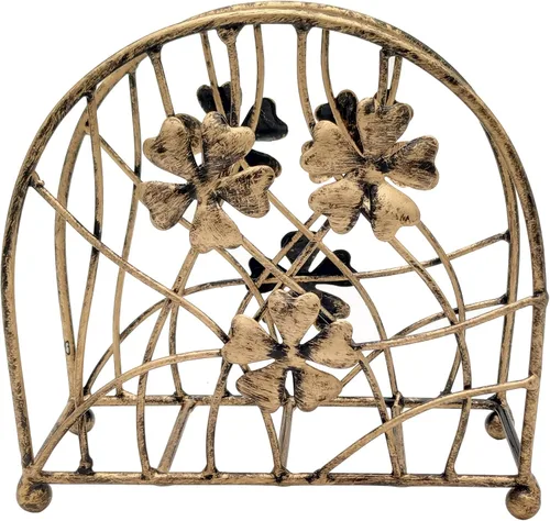Miniatura 6 de Servilletero de mesa, diseño de pétalos y ramas florales de bronce antiguo, dispensador de pañuelos independiente