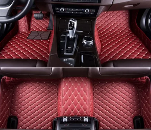Miniatura 19 de Alfombrillas de automóvil para Mercedes-Benz G, GL, GLA, GLB, GLC, GLE, GLK, GLS, M, ML 2000-2023 forros de cuero antideslizantes (negro y beige)