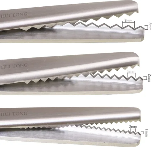 Miniatura 6 de Hui Tong Tijeras para Rosar Fuertes y Afiladas para Tela, Tijeras para Rosar Dentadas y Festoneadas, 3mm, 5mm, 7mm (Dentadas 3mm)