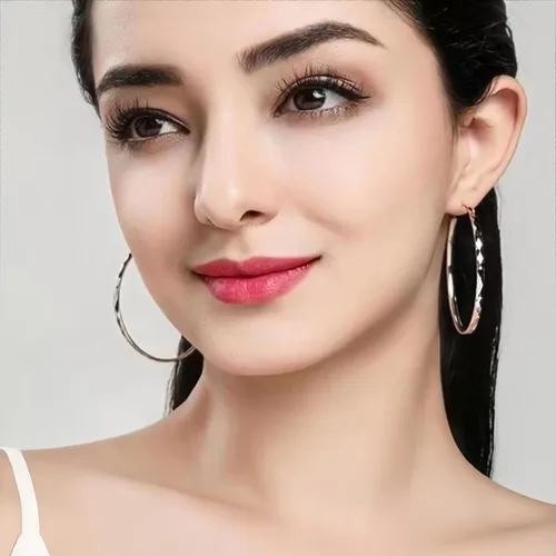 Miniatura 3 de Aretes de aro de plata de ley para mujer, 3 pares de arracadas grandes de plata chapada en oro blanco de 14 quilates, hipoalergénicos, ligeros