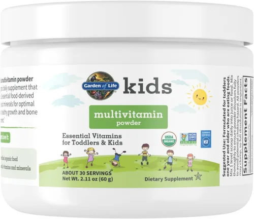 Garden of Life Kids Multivitamin Powder, Daily Vitamins and Minerals for Toddlers & Kids - Organic Toddler Multi Powder With 15 Vitamin C, D3, Zinc