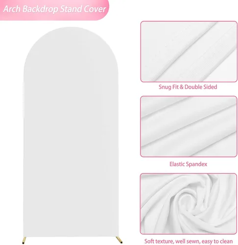 Miniatura 13 de Putros Cubierta de Arco de Boda 6 Pies Beige Spandex Ajustada Parte Superior Redonda Chiara Cubiertas de Soporte de Fondo para Decoración de Bodas