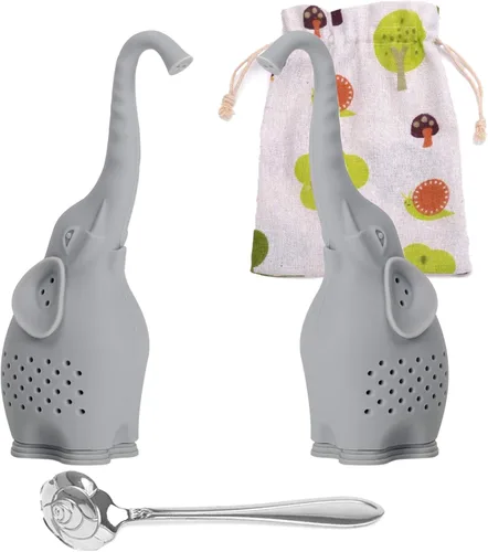 Miniatura 9 de Besego - 2 infusores de té de silicona, con cucharita de acero inoxidable, bonito filtro de té para los amantes del té, Amarillo