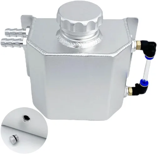 Miniatura 7 de Tanque de expansión de desbordamiento de refrigerante de radiador de aluminio universal de 1L Tanque de agua de recuperación Depósito (Negro)