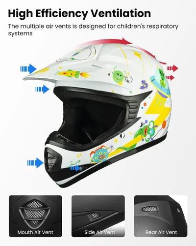 Miniatura 5 de ILM Casco de Motocross ATV para Jóvenes Niños con Gafas Guantes Deportivos Bicicleta de Tierra Motocicleta Todoterreno Aprobado por DOT B07(Youth-S