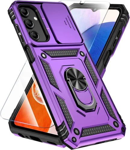 Miniatura 12 de SunStory Funda compatible con Samsung Galaxy A17 5G con protector de pantalla HD, cubierta de cámara deslizante y soporte de anillo giratorio, a