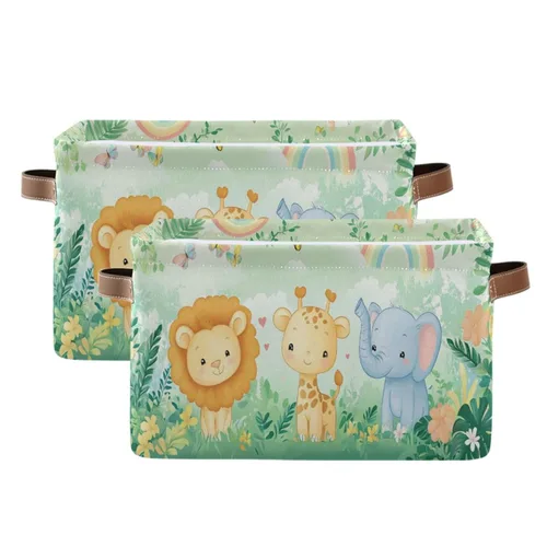 Miniatura 25 de Emelivor ABC - Contenedor de almacenamiento plegable con asa rectangular impermeable ABC Dinosaurios cesta para almacenamiento cubo organizador