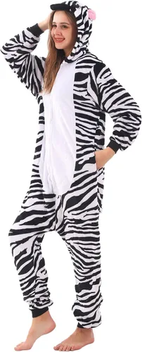 Miniatura 9 de WAFUNNE Pijamas de animales para adultos, disfraces de una pieza para hombres, mujeres, unisex, adolescentes, cebra