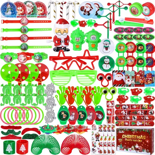 Max Fun 188 piezas de juguetes surtidos de fiesta de Navidad para niños, cumpleaños, Navidad, fiesta, recuerdos, caja de premios, surtido de