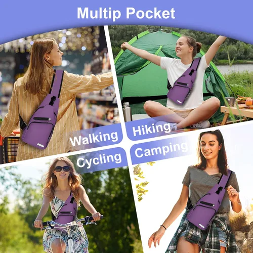 Miniatura 6 de redaica Bolso bandolera para mujeres y hombres, bolsa cruzada para el pecho, mochila con puerto de carga USB para caminar y senderismo