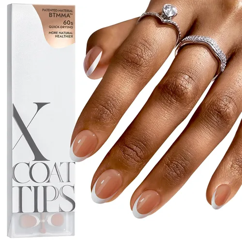 Miniatura 31 de BTArtboxnails XCOATTIPS - Uñas a presión, puntas cortas de almendra con gel de uñas, dúo protector francés, lámpara de uñas, gel suave todo en uno