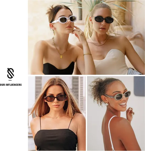 Miniatura 2 de SOJOS Gafas de sol polarizadas ovaladas pequeñas retro para mujeres y hombres, estilo vintage de los años 90, protección UV400, gafas de sol